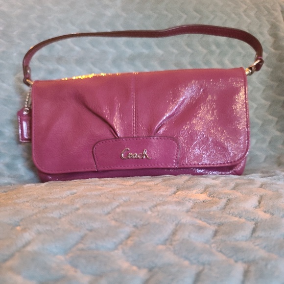 Coach Handbags - Coach Fuchsia Patent Leather Clutch EUC SOLD